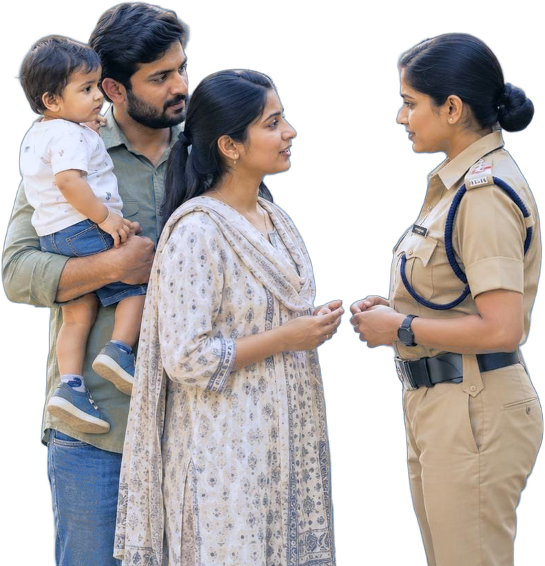 Thane Citizen Family interacting with Police Officer